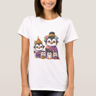 Camiseta Adorável Família Penguin Tailandesa