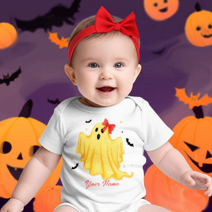 Camiseta Adorável Fantasma de Bebê de Halloween Personaliza