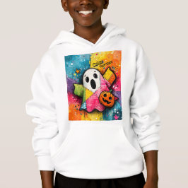 Camiseta Adorável Fantasma de Patchwork Arte Colorida de Sa