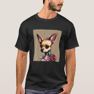 Camiseta Adorável Fawn Chihuahua com Flores