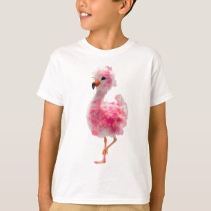 Camiseta Adorável Filhote de Flamingo Rosado Manchado e Fof