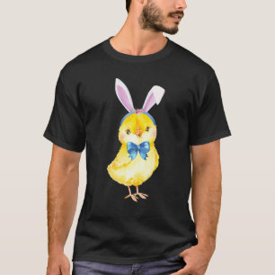 Camiseta Adorável Galinha de Páscoa Orelhas de Coelho Grava