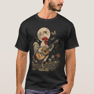 Camiseta Adorável Galo Engraçado de Cottagecore Tocando Vio