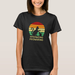 Camiseta Adorável Gatinha de Manhã Mãe de Gato Bonito Pai d