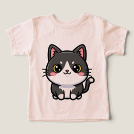 Camiseta Adorável gatinho kawaii preto e branco