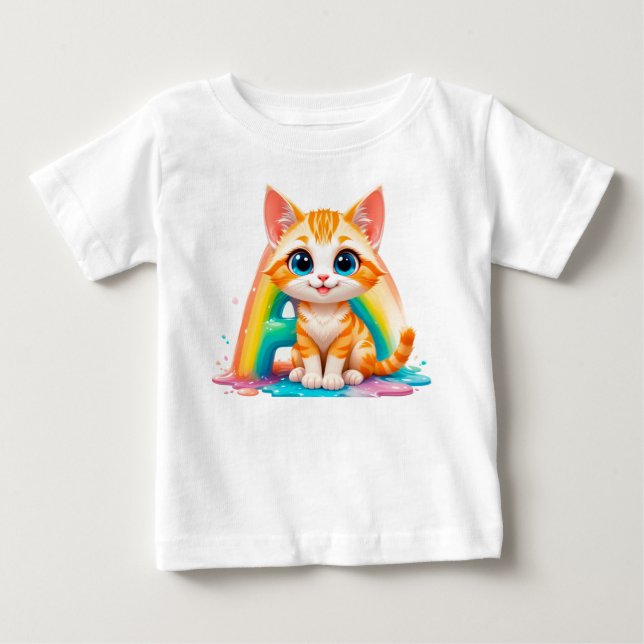 Camiseta Adorável Gatinho Laranja Desenho Animado (Frente)