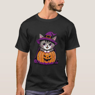 Camiseta Adorável Gato de Halloween