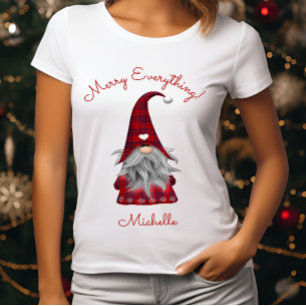 Camiseta Adorável Gnomo Natalino Rústico Alegre Tudo Elfo d