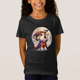 Camiseta Adorável Halloween Pup Debaixo da Lua