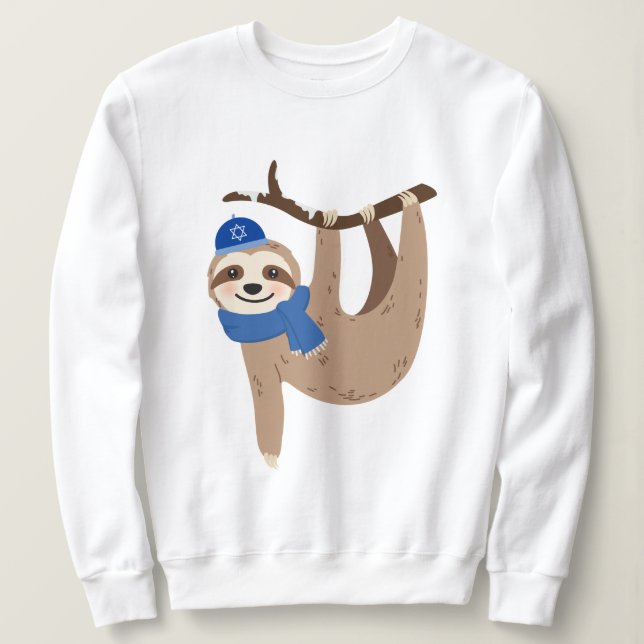 Camiseta Adorável Hanukkah Sloth (Frente do Design)