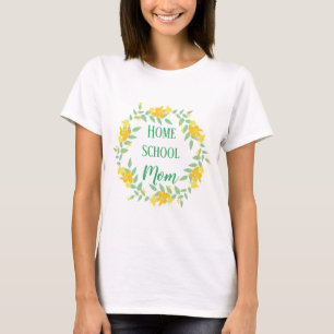 Camiseta Adorável Homeschool Mãe Floral Wreath