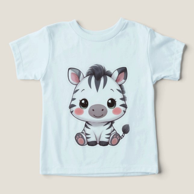 Camiseta Adorável Kawaii Chibi Zebra (Design frontal)