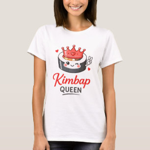 Camiseta Adorável Kawaii Kimbap Comida Coreana Frase Engraç