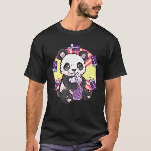 Camiseta Adorável Kawaii Panda Boba Bubble Tea Cute Panda D