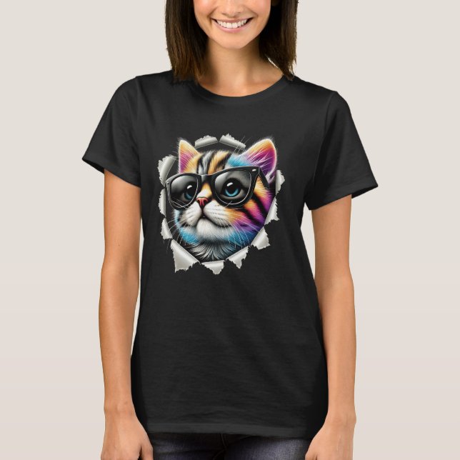 Camiseta Adorável Kitten Cracking Wall Delight (Frente)