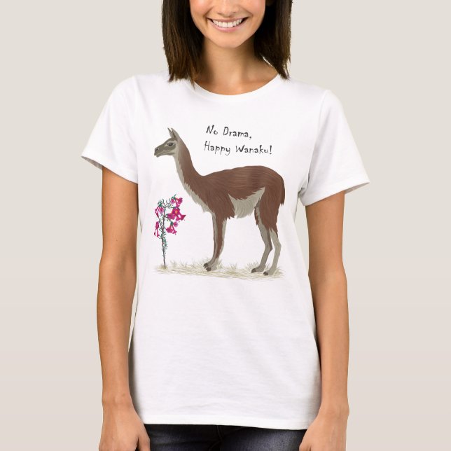 Camiseta Adorável Lama Cute, feliz Guanaco Peru (Frente)