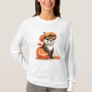 Camiseta Adorável Lontra de Halloween Fofo