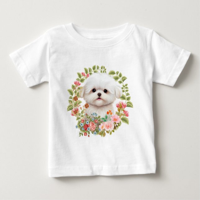 Camiseta Adorável Maltês Puppy em Blogue, amante Maltês de  (Frente)