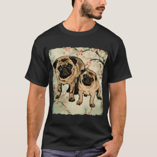 Camiseta Adorável Mamãe Pug e Cachorrinho Pug - Ótima Mãe