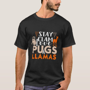 Camiseta Adorável Mantenha a Calma Ama Pugs E Lhamas ideia