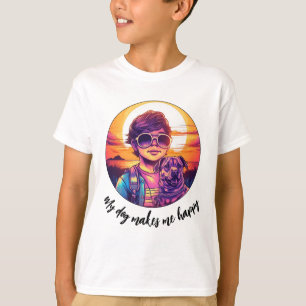 Camiseta Adorável Menino e seu Cuzinho Crianças