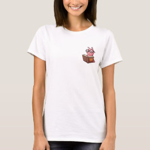 Camiseta Adorável Minhoca Rosa Nerd Leitora