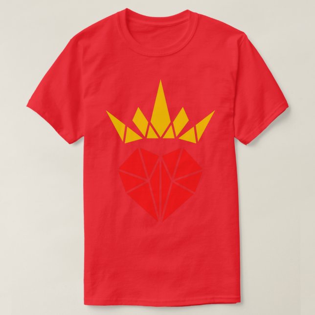 Camiseta Adorável Origami Crowned Heart Gift Idea For (Frente do Design)