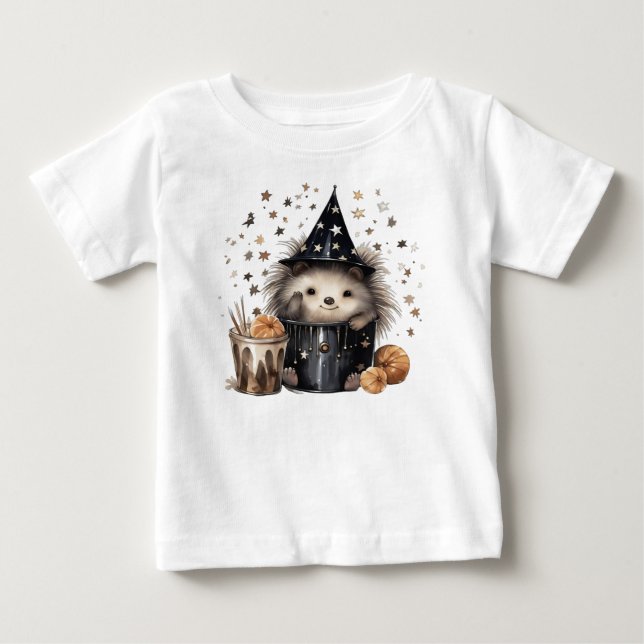 CAMISETA ADORÁVEL OURIÇO DE HALLOWEEN NUM BALDE (Frente)