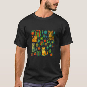 Camiseta Adorável padrão de Natal de gatinhos com Festivo