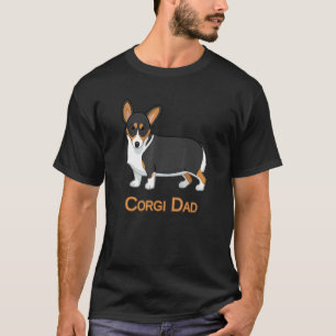 Camiseta Adorável Pai de Corgi Pembroke Tricolor Preto Aman