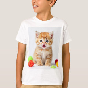 Camiseta Adorável para Crianças de Gato - Perfeito