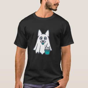 Camiseta Adorável Pastor Alemão Fantasma de Halloween Faz o