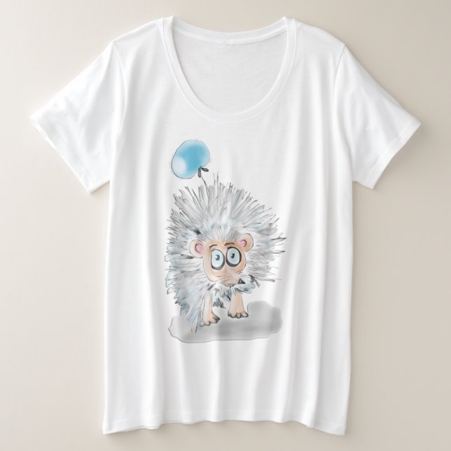 Camiseta Adorável Pequeno Porco Com Um Balão Azul (Frente do Design)