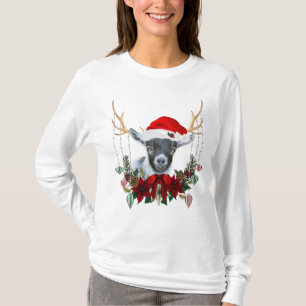 Camiseta Adorável Pigmeus Bebê Cabra de Natal