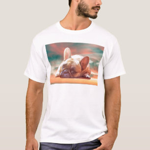 Camiseta Adorável Pintura em Aquarela de Bulldog Francês