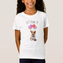 Camiseta Adorável Presente Cor-de-Rosa Corgi Menina de Aniv