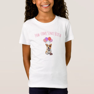Camiseta Adorável Presente Cor-de-Rosa Corgi Menina de Aniv