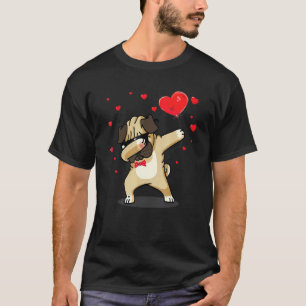 Camiseta Adorável Pug cachorrinho Coração de São Valentim D