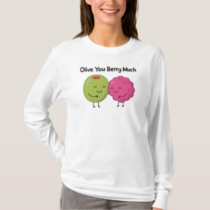 Camiseta Adorável pun de azeitona e mirtilo - "Eu amo você