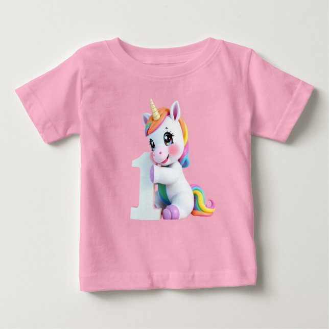 Camiseta Adorável Rainbow Unicorn (Frente)