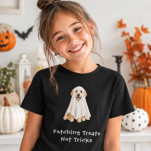 Camiseta Adorável Retriever Dourado Fantasma de Halloween