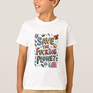 Camiseta Adorável Salvemos o Planeta Ecoativista Ambiental 