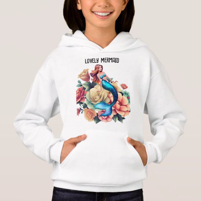 Camiseta Adorável Sereia Meninas Gaiústias e Camisetas. (Frente)
