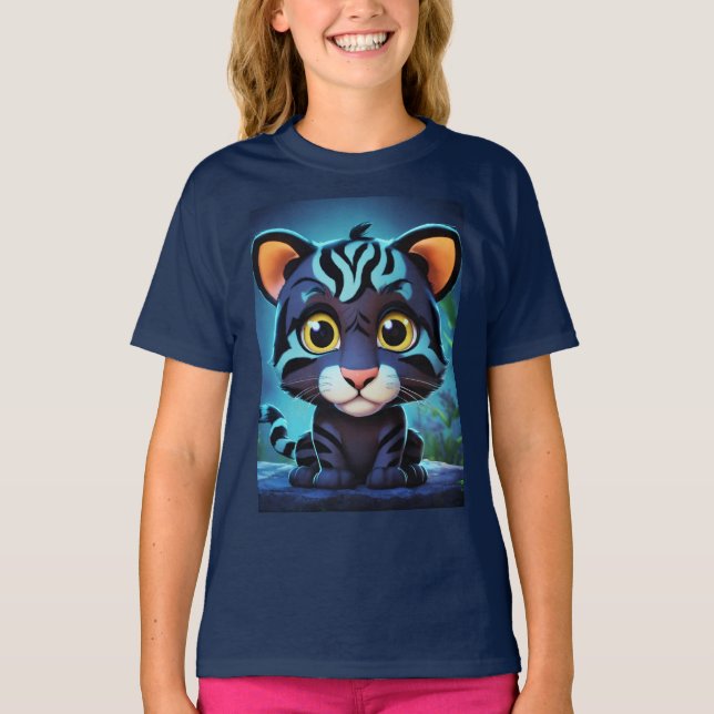 Camiseta "Adorável Tigre Negro Bliss Tee" (Frente)