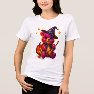 Camiseta Adorável Ursinho de Halloween Feiticeira