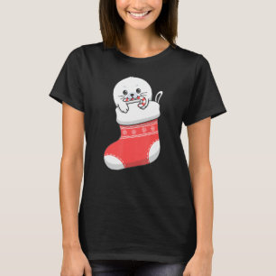 Camiseta Adorável vômito de foca-harpa-bebê bonitinho na re