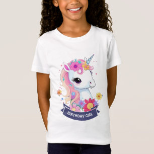 Camiseta Adorável White Baby Unicorn com Flores