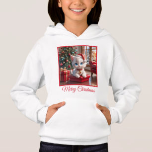 Camiseta Adorável White Kitten e Natal presente