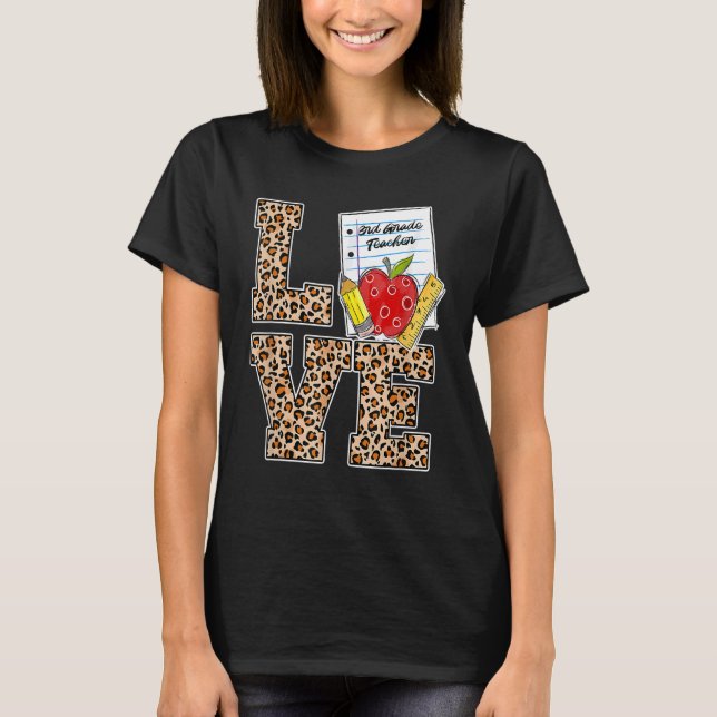 Camiseta Adorei Professor de 3º grau Apreciação Leopard Bac (Frente)