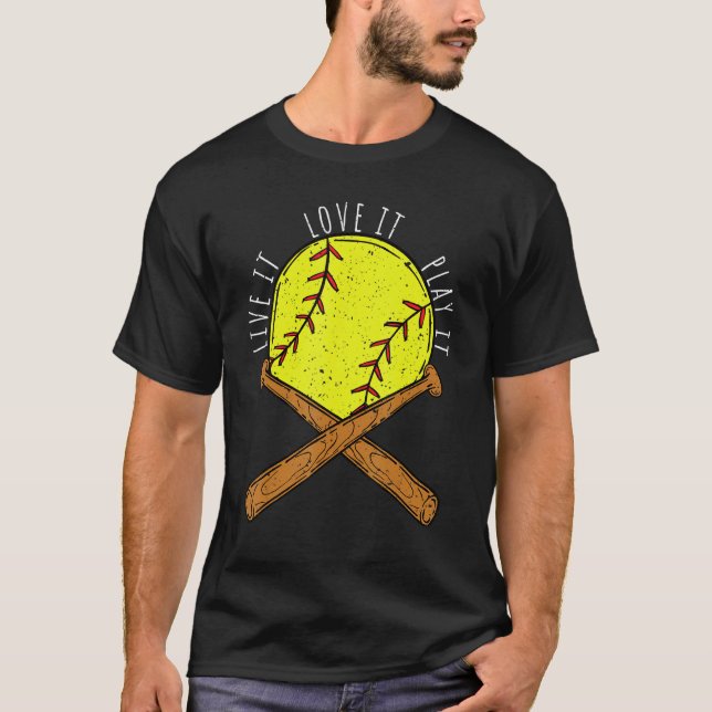 Camiseta Adorei Tocá-Lo Com Bola De Softball Meninas De Bat (Frente)